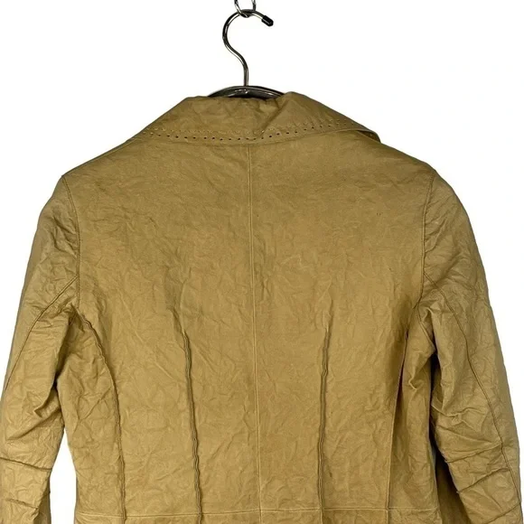 WILSONS LEATHER TAN DISTRESSED CRINKLE BUTTON DOWN NOTCH COLLAR BLAZER JACKET - Picture 8 of 15